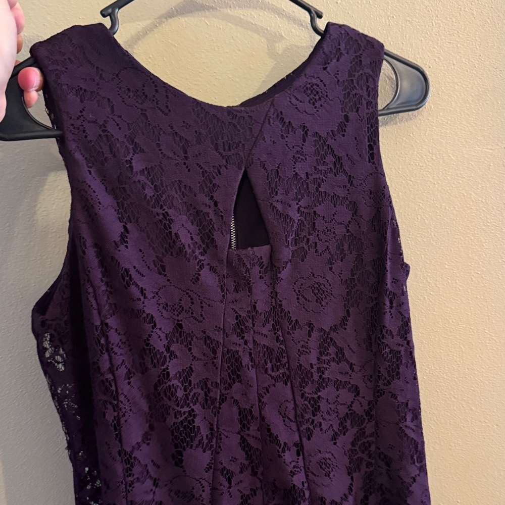 Danny & Nicole Deep Purple Lace Dress